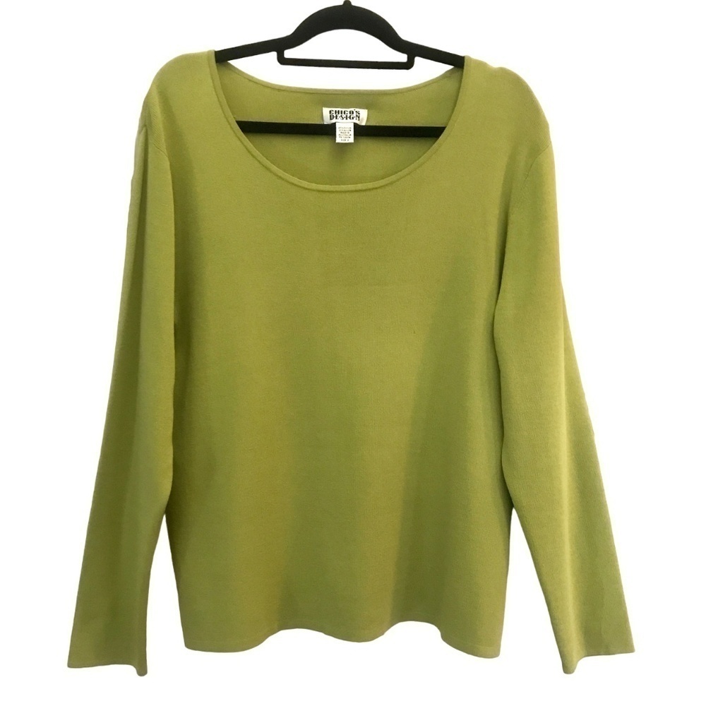 CHICO'S Design Long Sleeve Crew Neck Top Sz 3